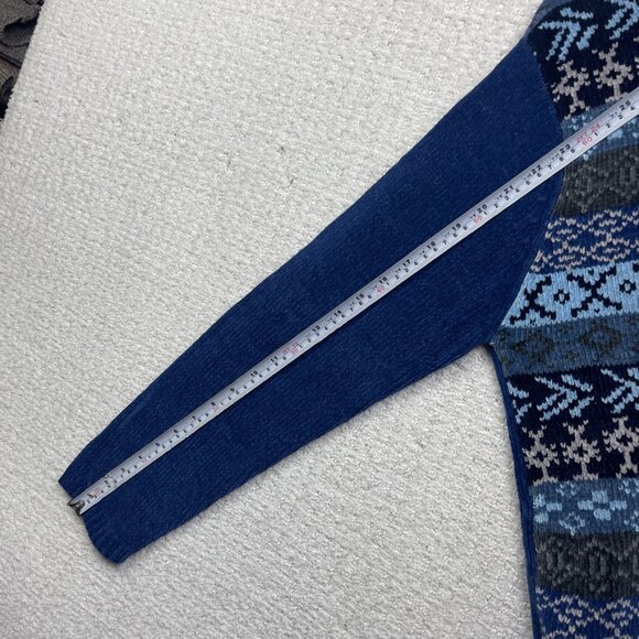 VTG Daniel Laurent Blue Fair isle Mock Neck Sweater Nordic Women L Scandinavian - Picture 9 of 13